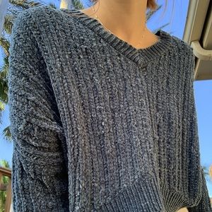 Velvet knit cropped sweater